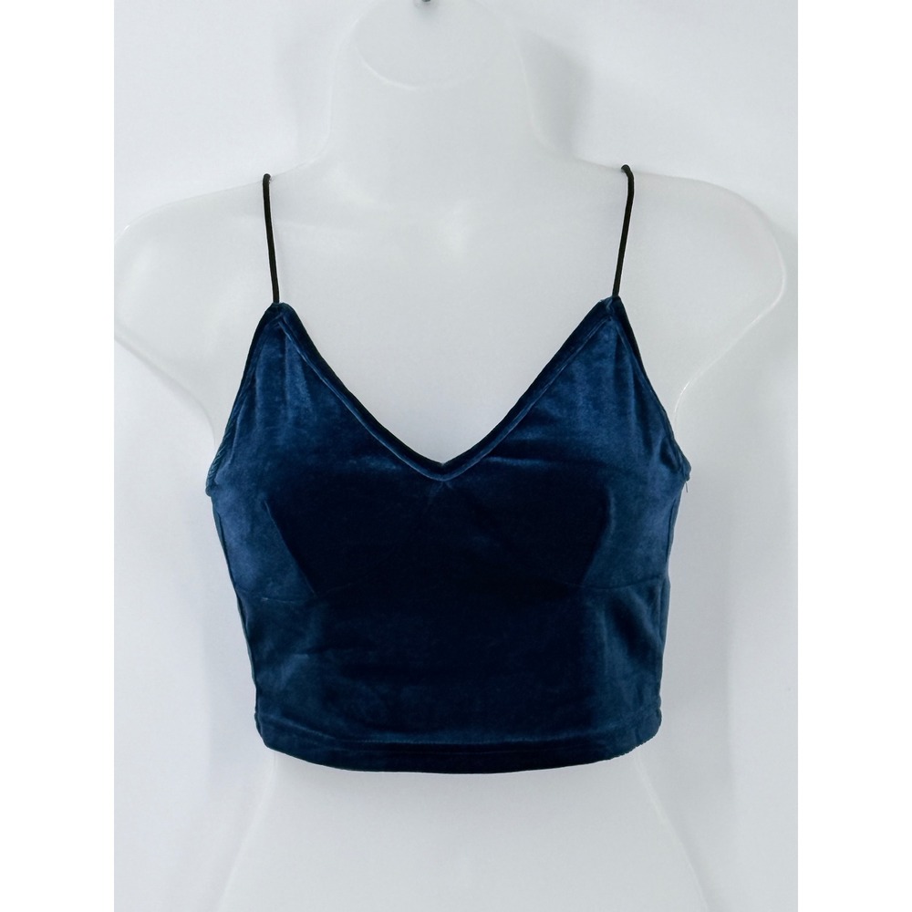 Blue Velvet Crop Cami babydoll Top womens sz S whimsigoth festival fairy grunge